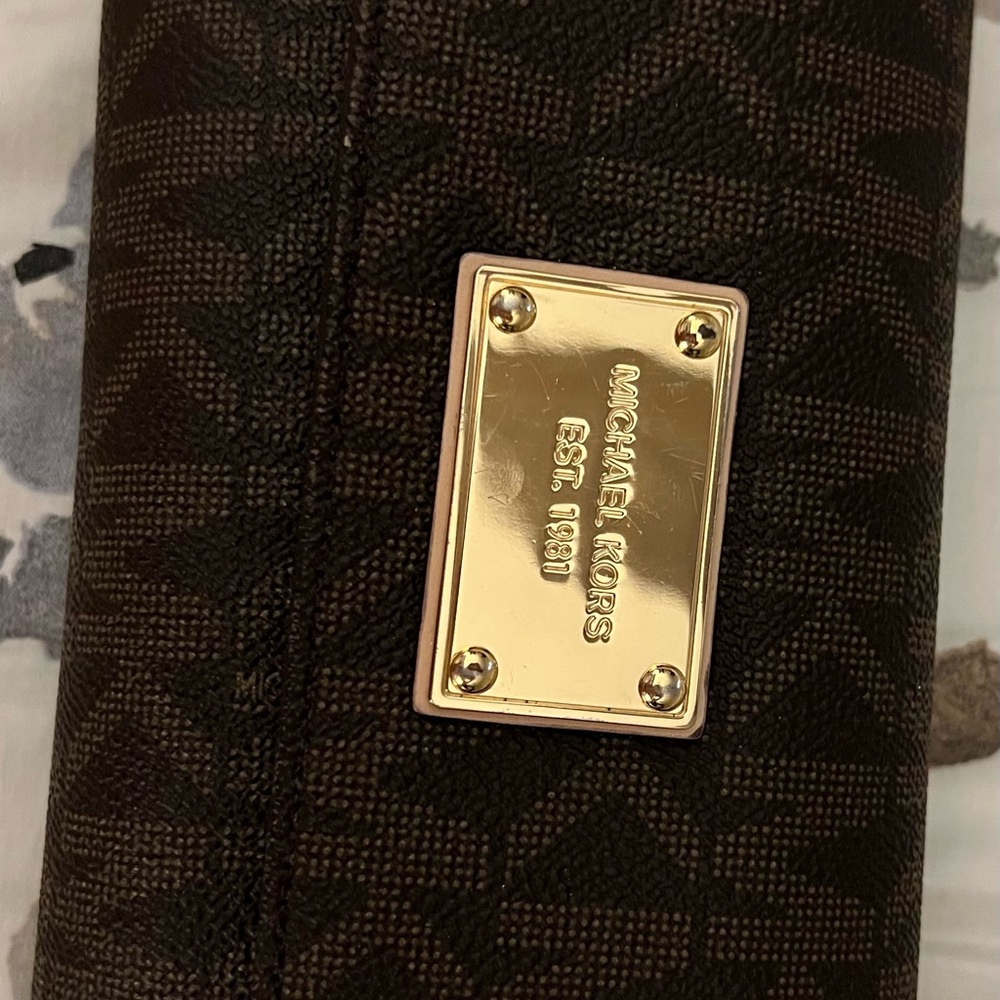 Michael Kors Dark Brown Wallet with Gold Plate